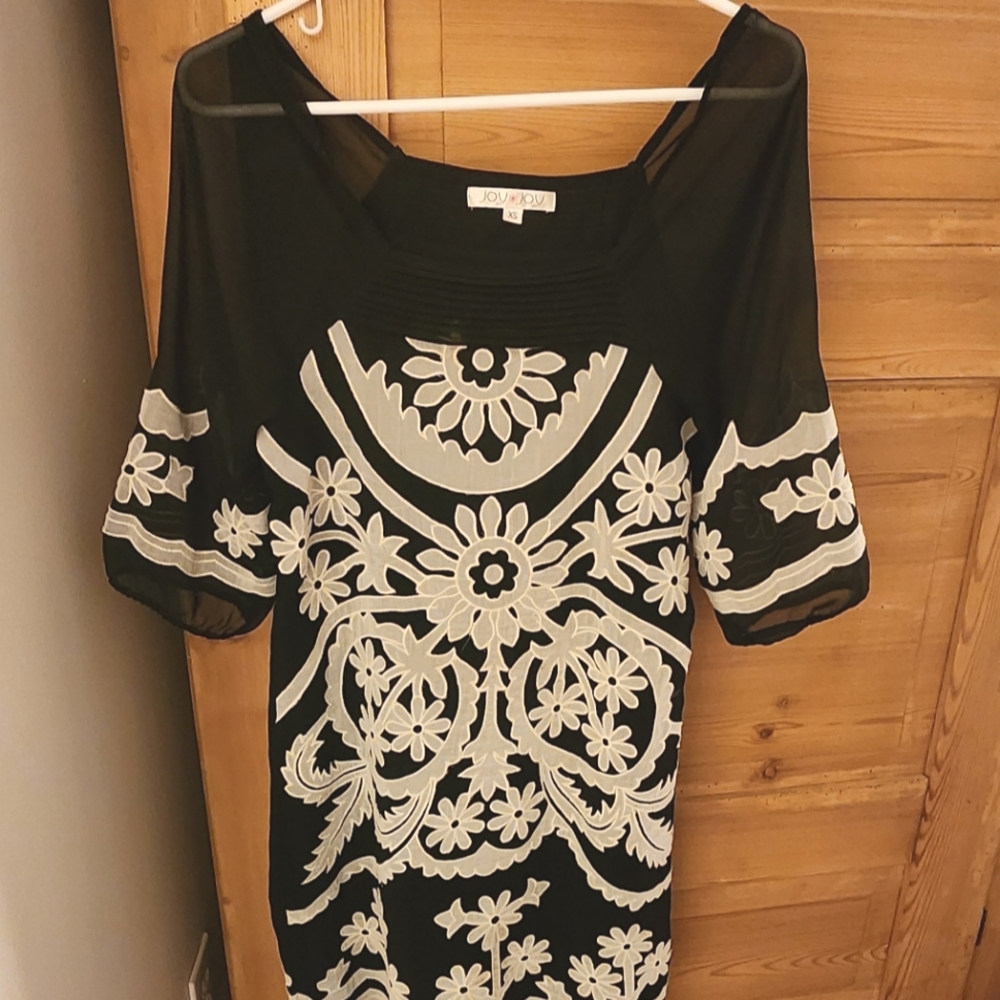 Joy Joy Black and White Floral Dress